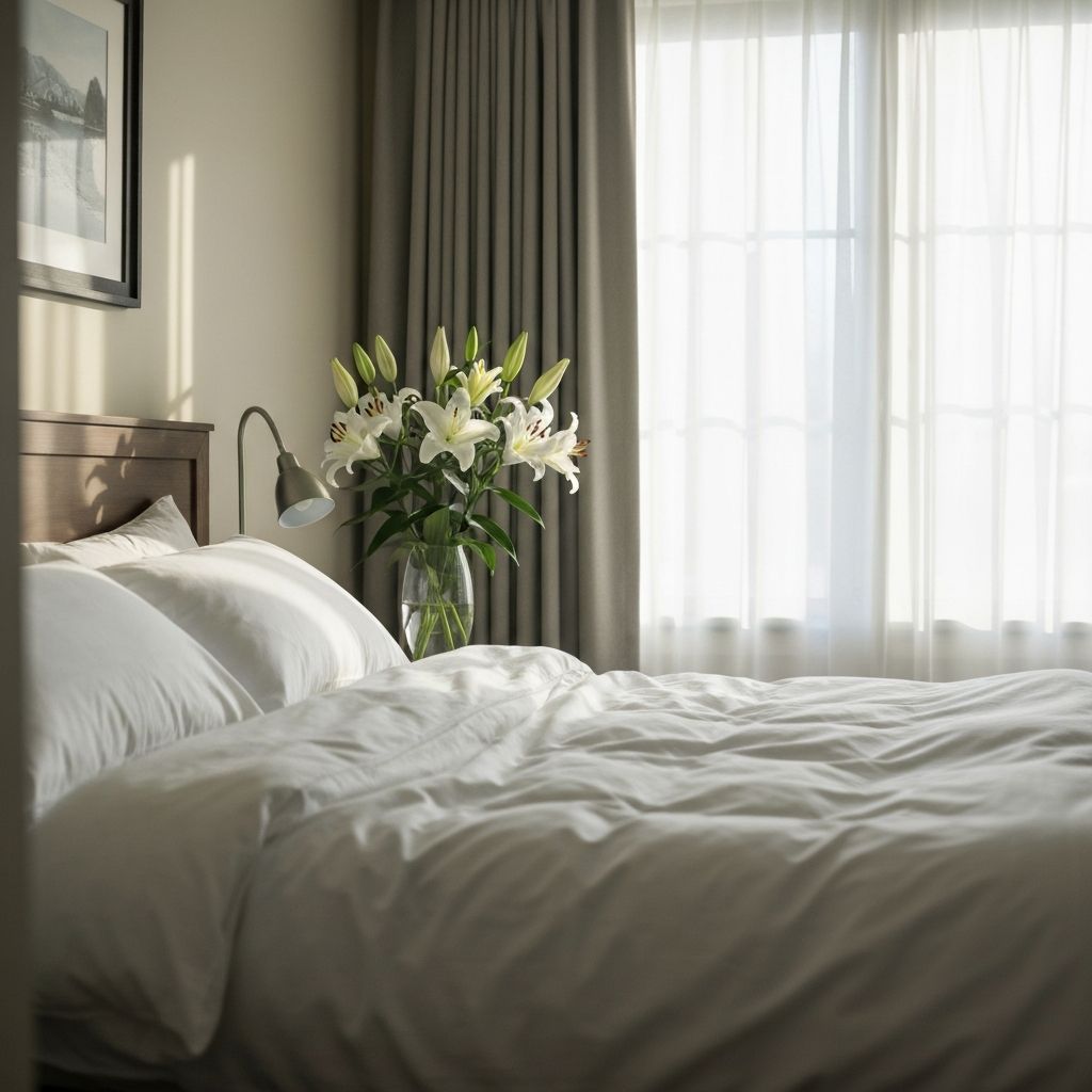 Peaceful bedroom with natural morning light